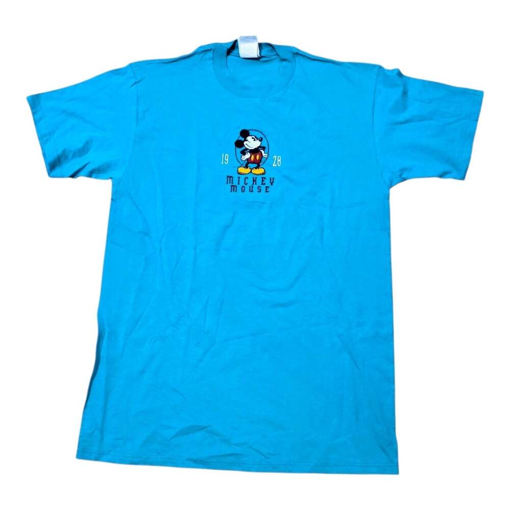 Vintage 90s Mickey Mouse Shirt Large NWT Disney Made In USA Teal Embroidered Tee